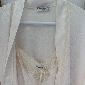 Vintage Christian Dior Ivory Robe & Slip Dres - Bridal, Stylish, Great Condition